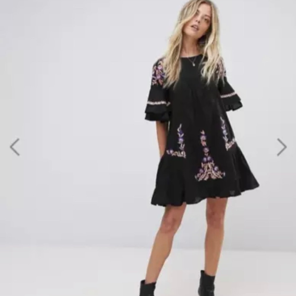 Free People Pavlo Embroidered Dress Women's Size S Babydoll Mini Floral Boho - Picture 1 of 12
